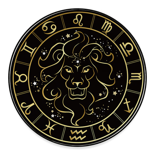 Gold And Black Leo Sign Print Round Floor Mat