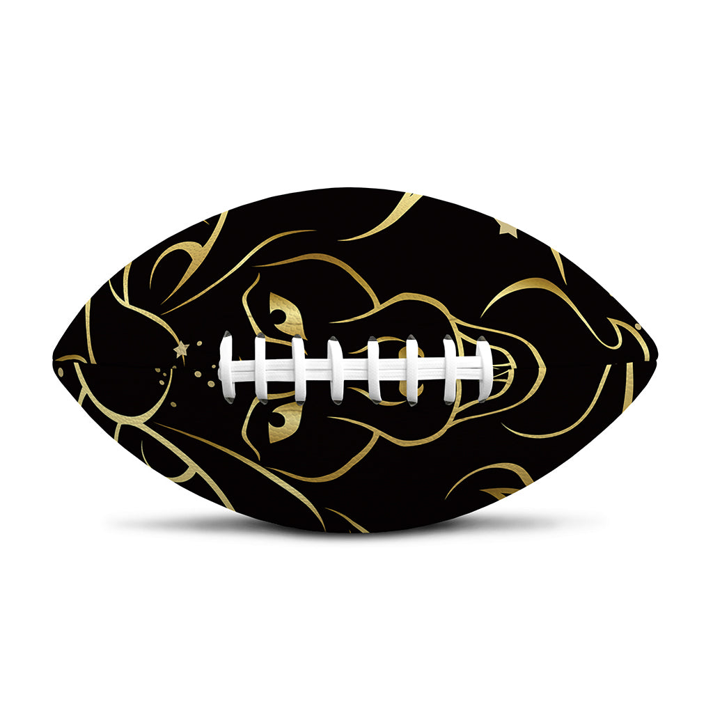 Gold And Black Leo Sign Print Rugby Ball