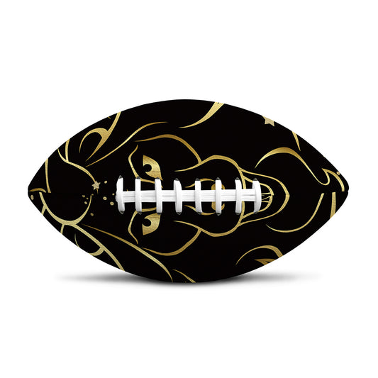 Gold And Black Leo Sign Print Rugby Ball