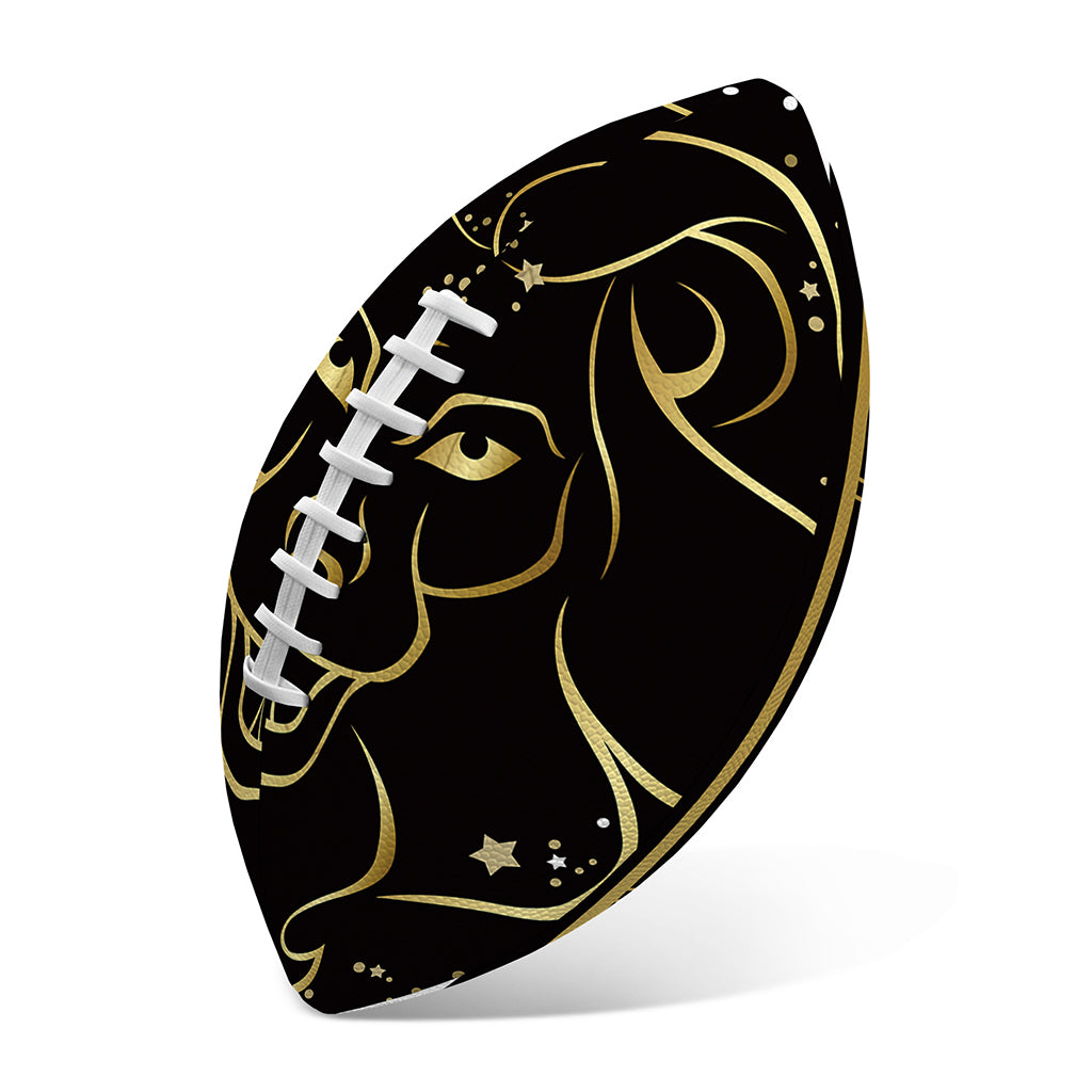 Gold And Black Leo Sign Print Rugby Ball