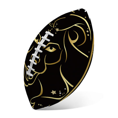 Gold And Black Leo Sign Print Rugby Ball