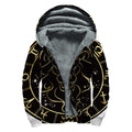 Gold And Black Leo Sign Print Sherpa Lined Zip Up Hoodie