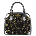 Gold And Black Leo Sign Print Shoulder Handbag