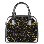 Gold And Black Leo Sign Print Shoulder Handbag