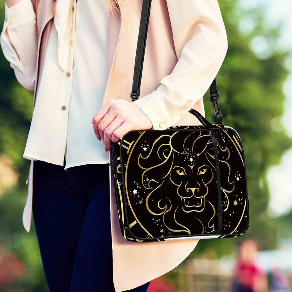 Gold And Black Leo Sign Print Shoulder Strap Bible Bag