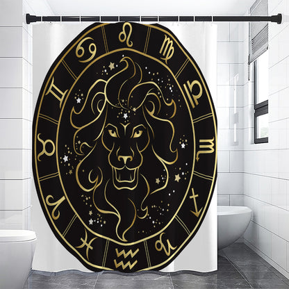 Gold And Black Leo Sign Print Shower Curtain