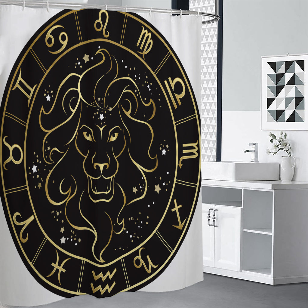 Gold And Black Leo Sign Print Shower Curtain