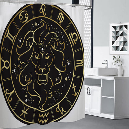 Gold And Black Leo Sign Print Shower Curtain