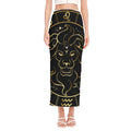 Gold And Black Leo Sign Print Side Slit Maxi Skirt