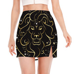 Gold And Black Leo Sign Print Side Slit Mini Skirt
