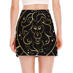 Gold And Black Leo Sign Print Side Slit Mini Skirt
