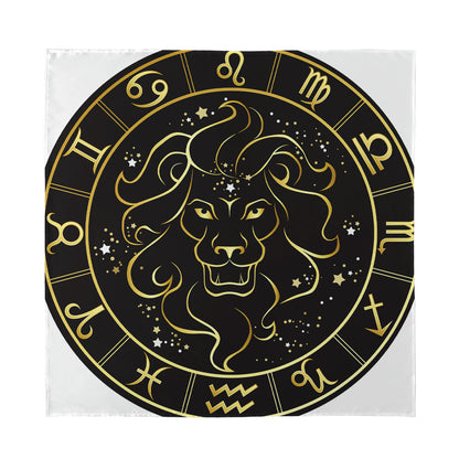 Gold And Black Leo Sign Print Silk Bandana