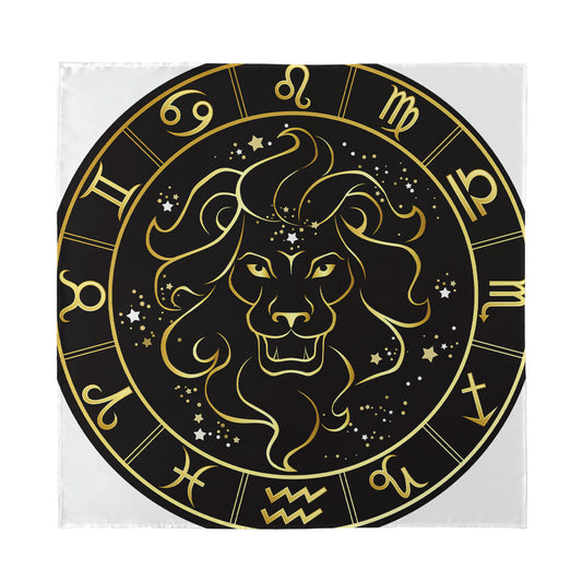 Gold And Black Leo Sign Print Silk Bandana