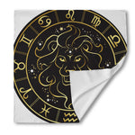 Gold And Black Leo Sign Print Silk Bandana