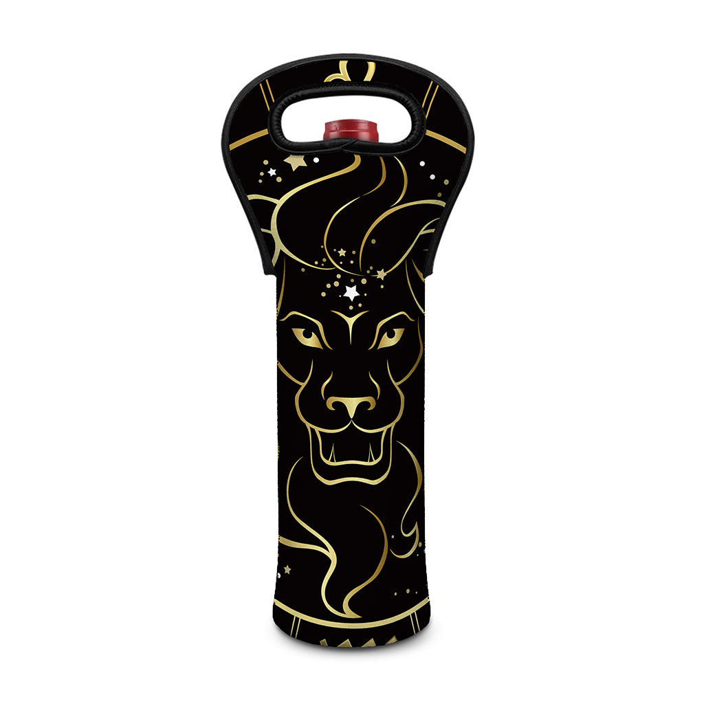 Gold And Black Leo Sign Print Single Neoprene Wine Tote