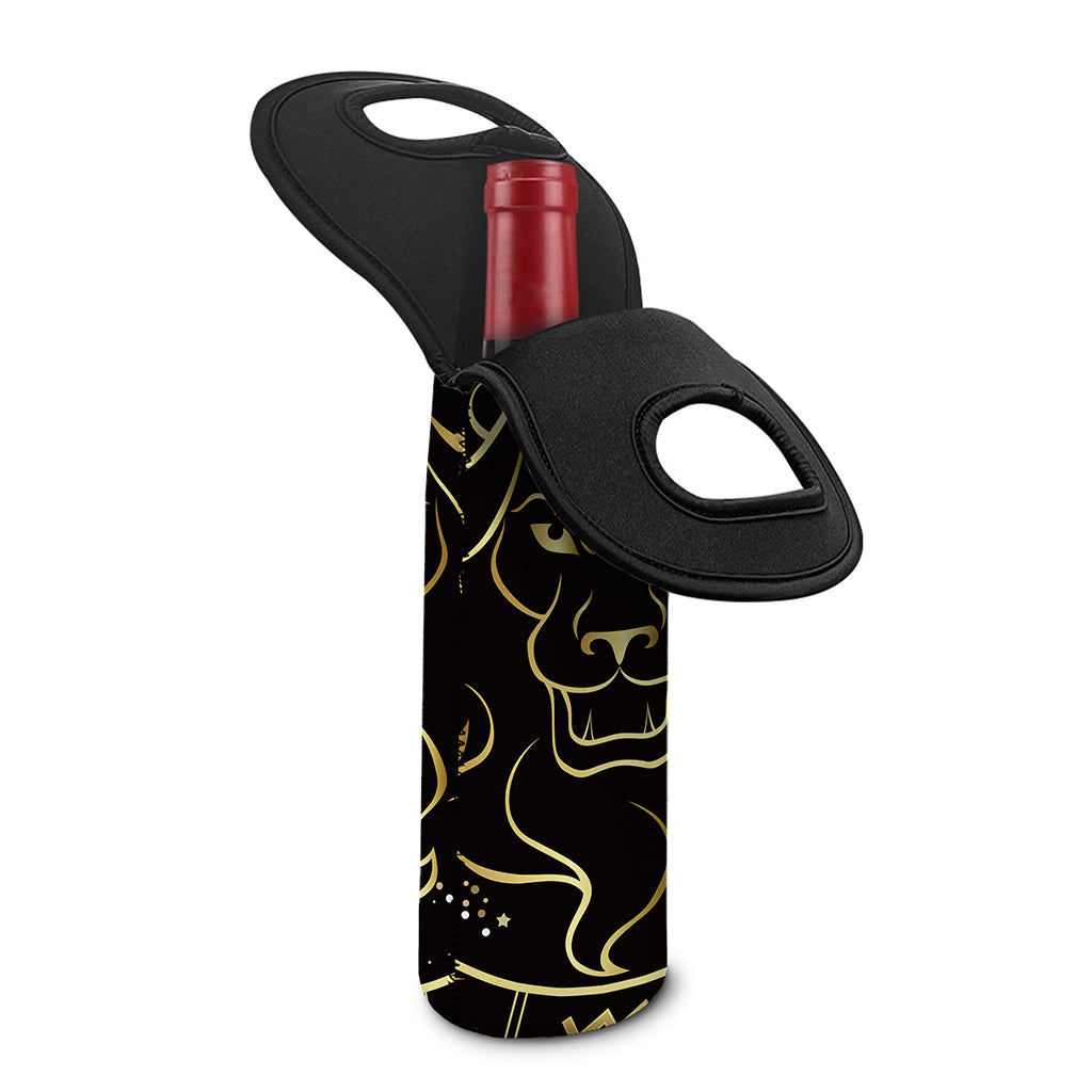 Gold And Black Leo Sign Print Single Neoprene Wine Tote