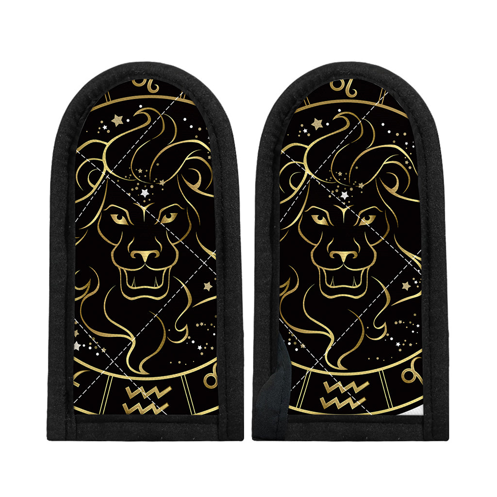 Gold And Black Leo Sign Print Skillet Handle Cover