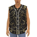 Gold And Black Leo Sign Print Sleeveless Baseball Jersey
