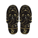 Gold And Black Leo Sign Print Slippers