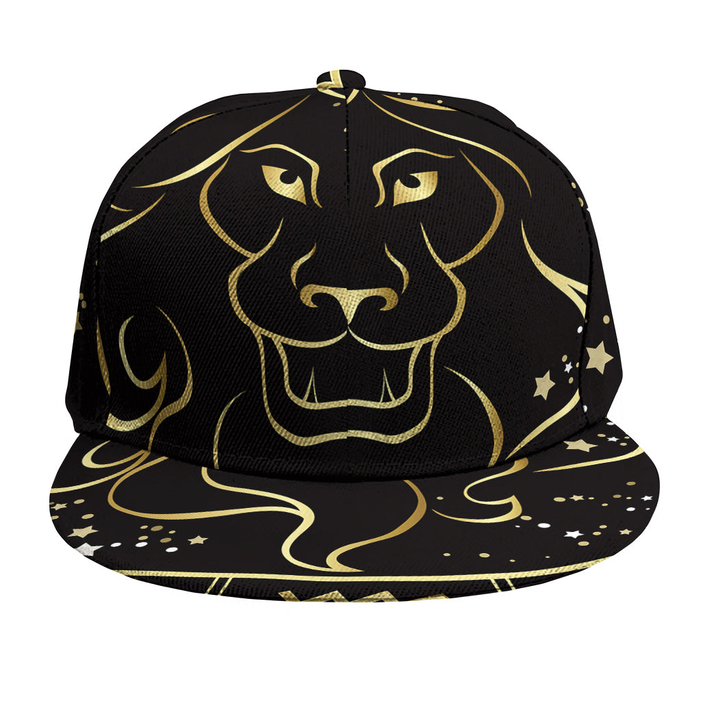 Gold And Black Leo Sign Print Snapback Cap