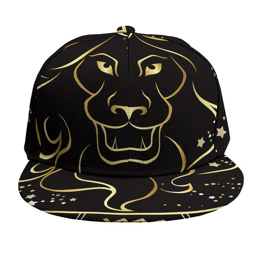 Gold And Black Leo Sign Print Snapback Cap