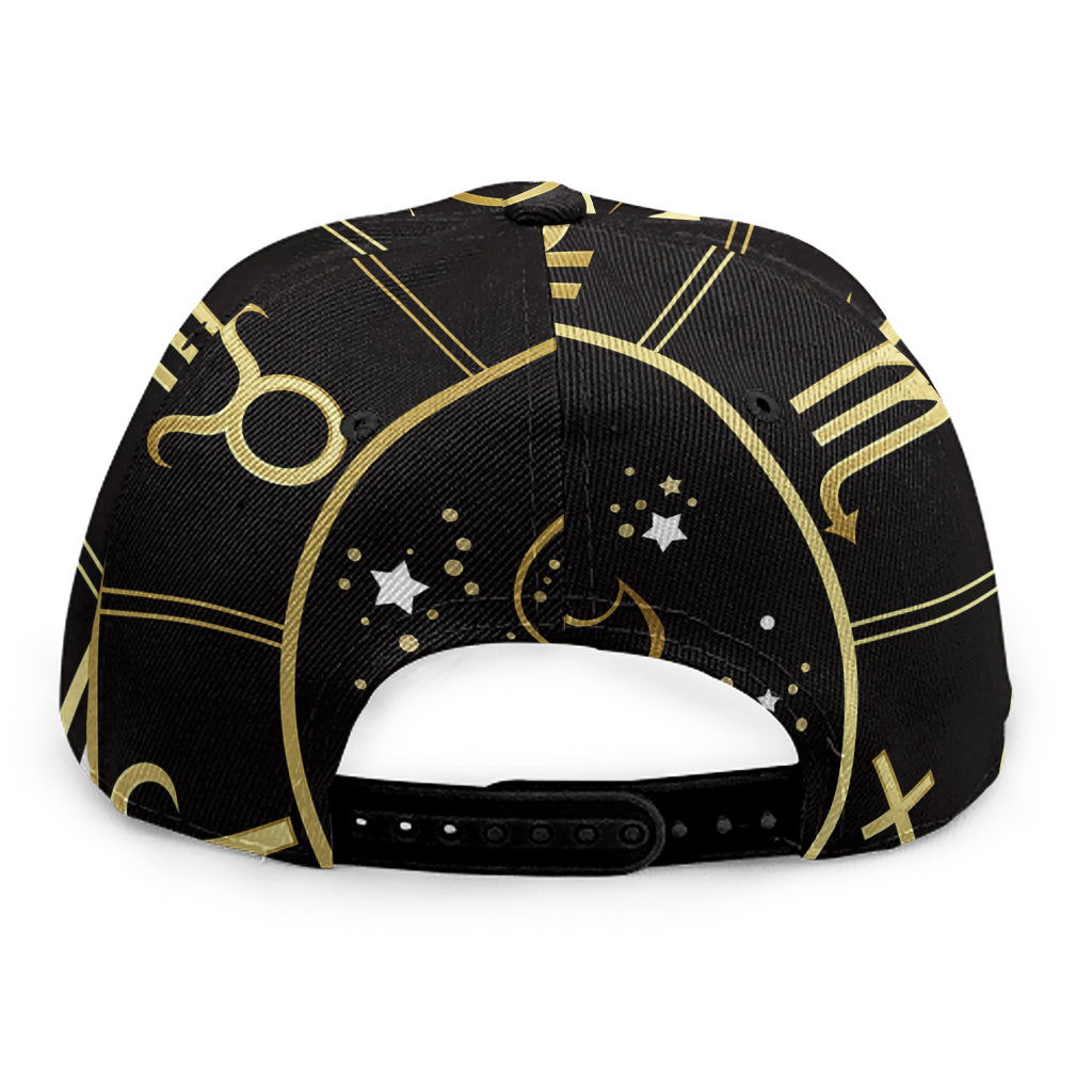 Gold And Black Leo Sign Print Snapback Cap