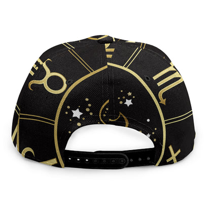 Gold And Black Leo Sign Print Snapback Cap