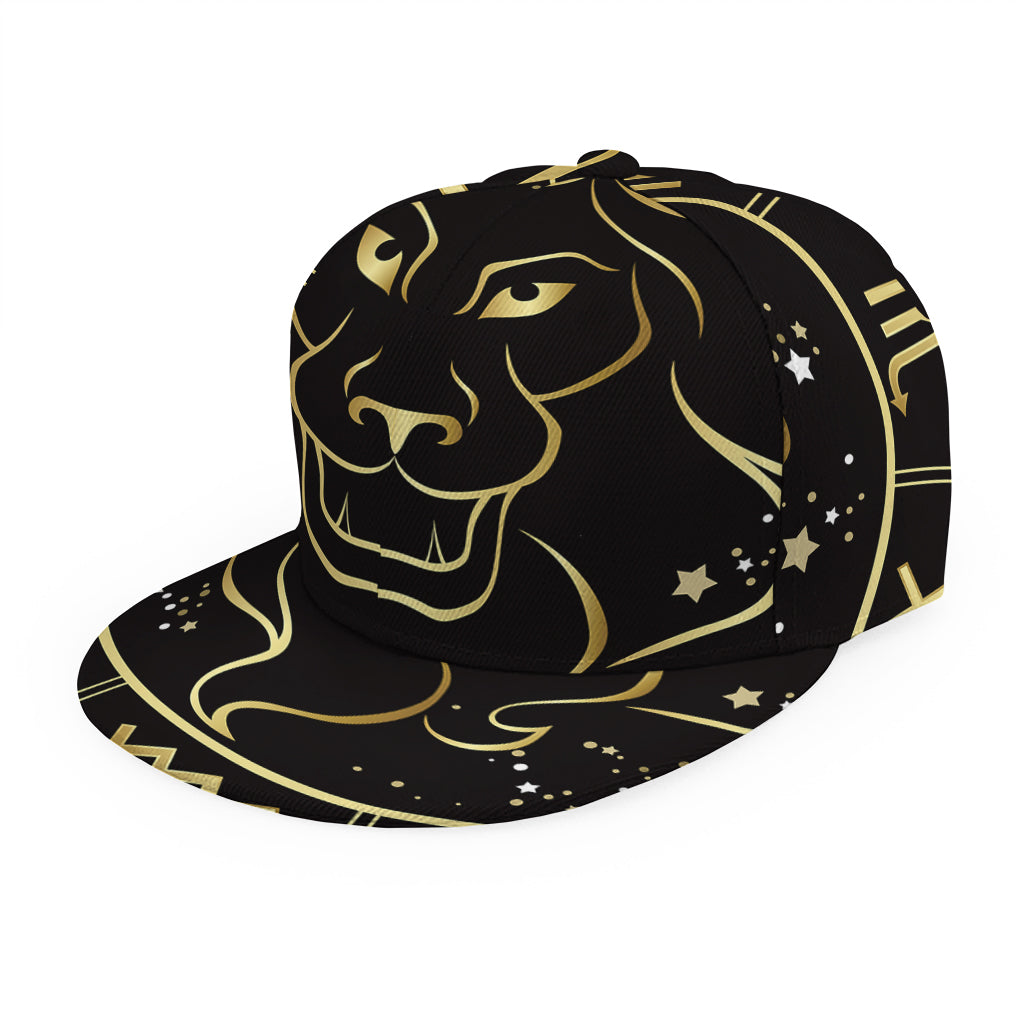 Gold And Black Leo Sign Print Snapback Cap