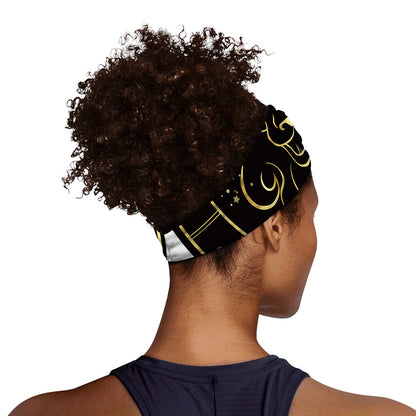 Gold And Black Leo Sign Print Sports Headband