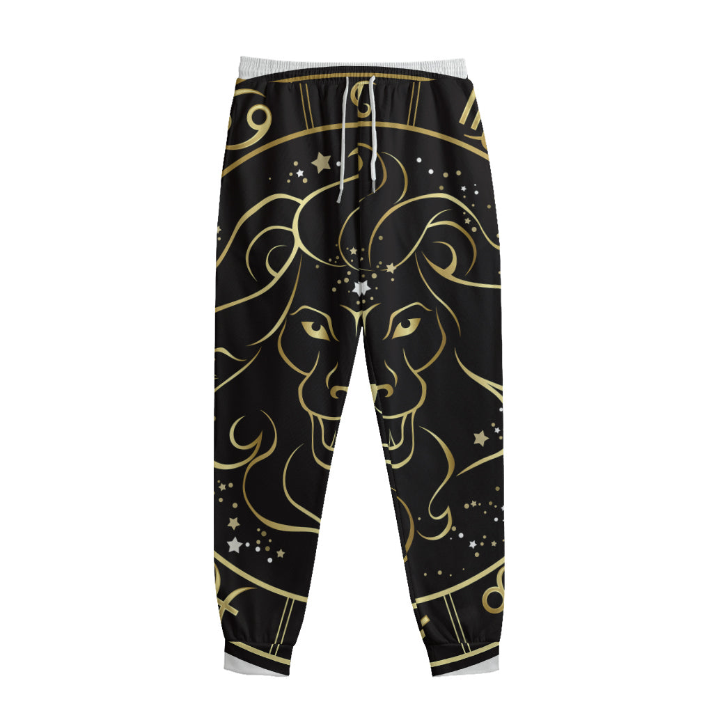 Gold And Black Leo Sign Print Sweatpants