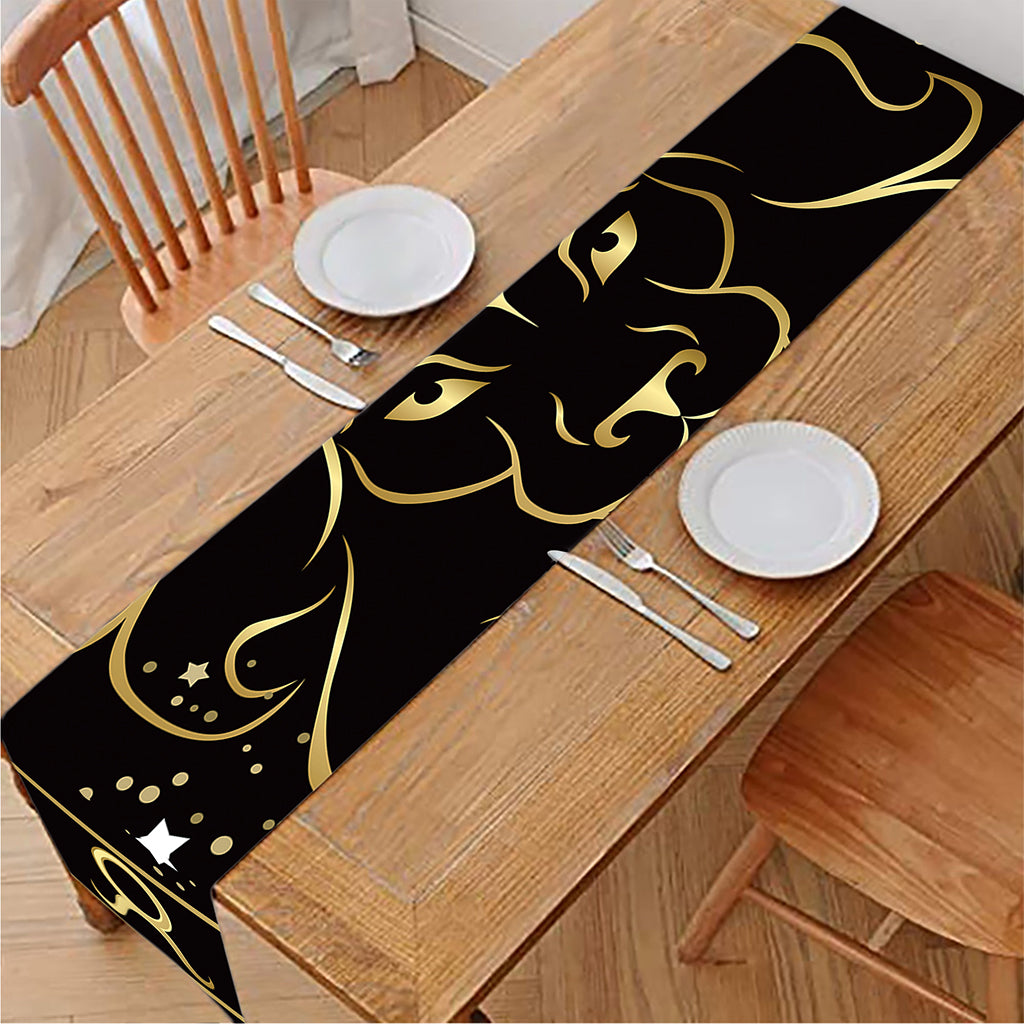 Gold And Black Leo Sign Print Table Runner