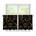 Gold And Black Leo Sign Print Tier Curtains