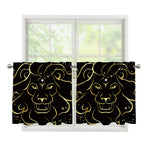 Gold And Black Leo Sign Print Tier Curtains