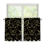 Gold And Black Leo Sign Print Tier Curtains