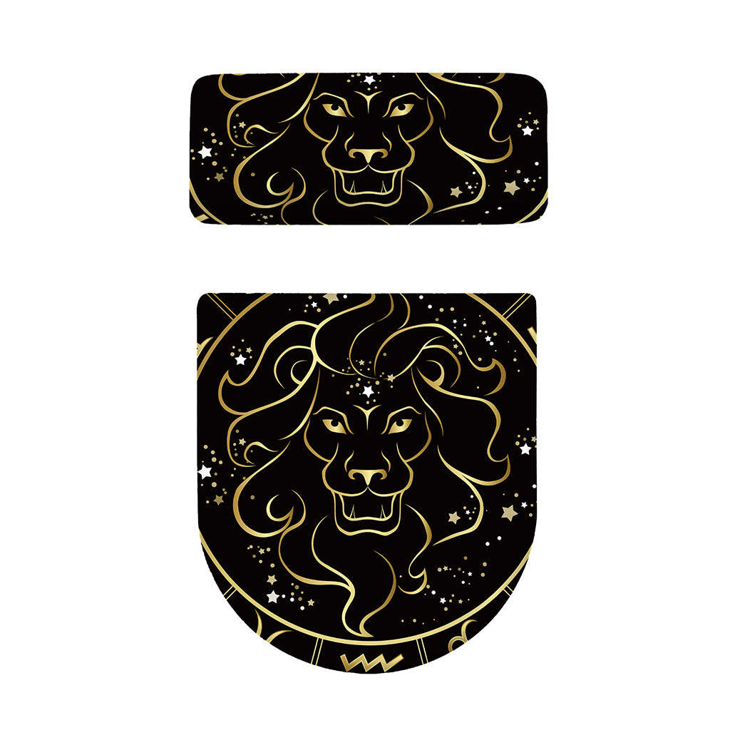 Gold And Black Leo Sign Print Toilet Lid And Tank Cover Set