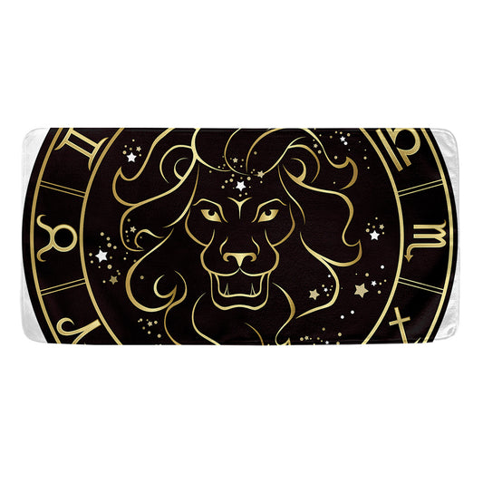 Gold And Black Leo Sign Print Towel