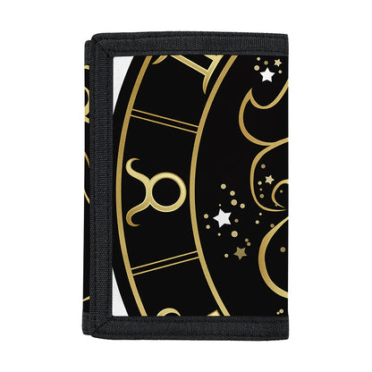 Gold And Black Leo Sign Print Trifold Wallet