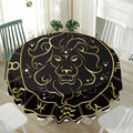 Gold And Black Leo Sign Print Waterproof Round Tablecloth