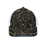 Gold And Black Leo Sign Print White Mesh Trucker Cap