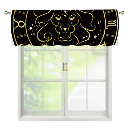 Gold And Black Leo Sign Print Window Valance