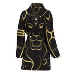 Gold And Black Leo Sign Print Women's Bathrobe