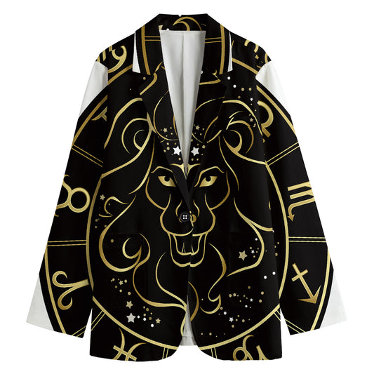 Gold And Black Leo Sign Print Women's Blazer