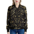 Gold And Black Leo Sign Print Women's Bomber Jacket