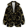 Gold And Black Leo Sign Print Women's Cotton Blazer