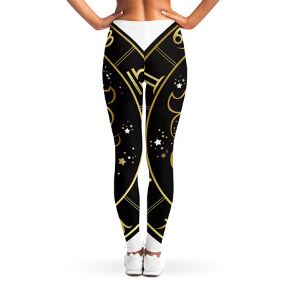 Gold And Black Leo Sign Print Women's Leggings