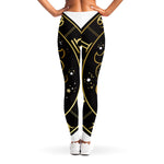 Gold And Black Leo Sign Print Women's Leggings