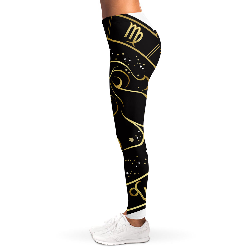 Gold And Black Leo Sign Print Women's Leggings