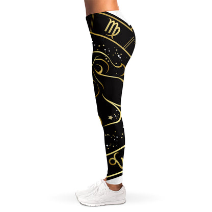 Gold And Black Leo Sign Print Women's Leggings