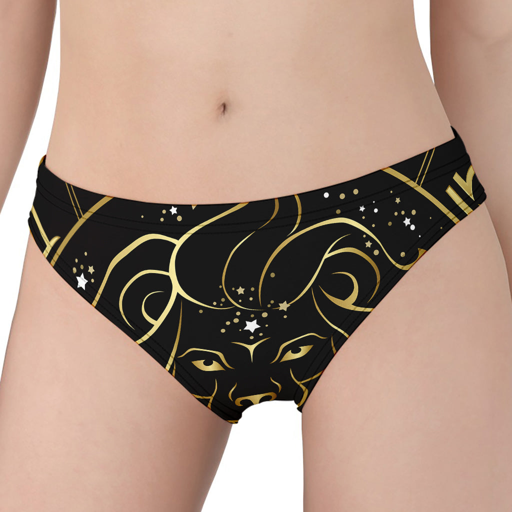 Gold And Black Leo Sign Print Women's Panties