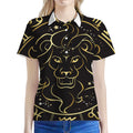 Gold And Black Leo Sign Print Women's Polo Shirt